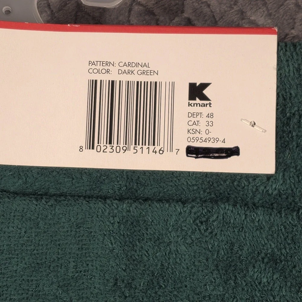 K-Mart Essential Home Christmas Cardinal Bath Towel Set 3 Piece NWT Green